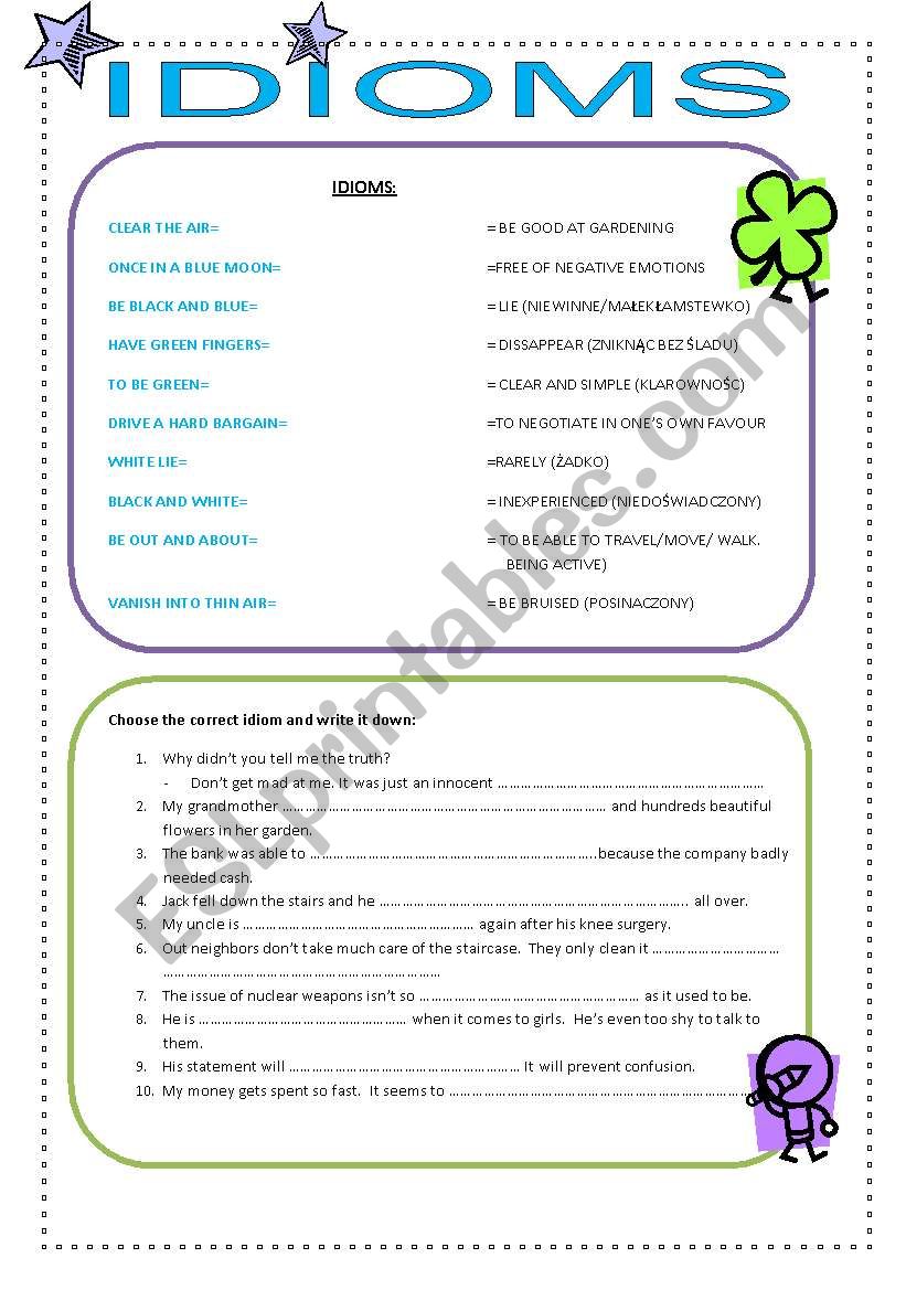 Idioms worksheet