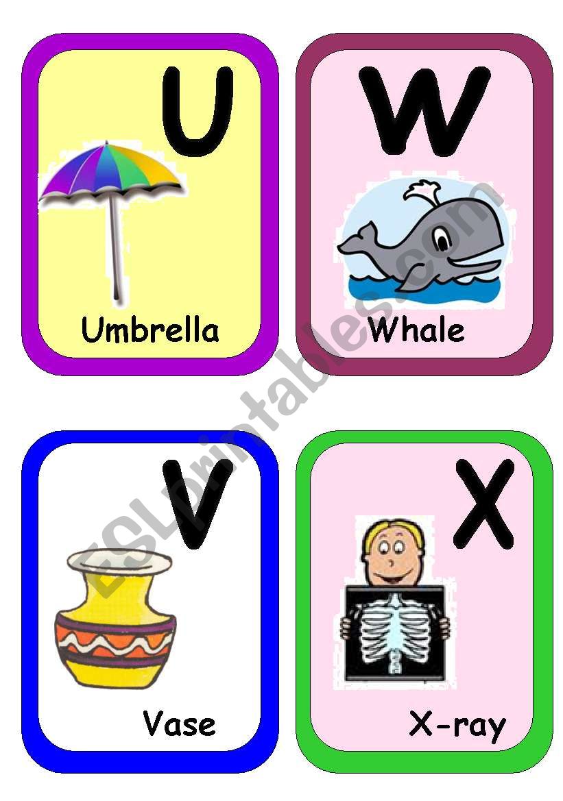 Alphabet flash-cards part 3 worksheet