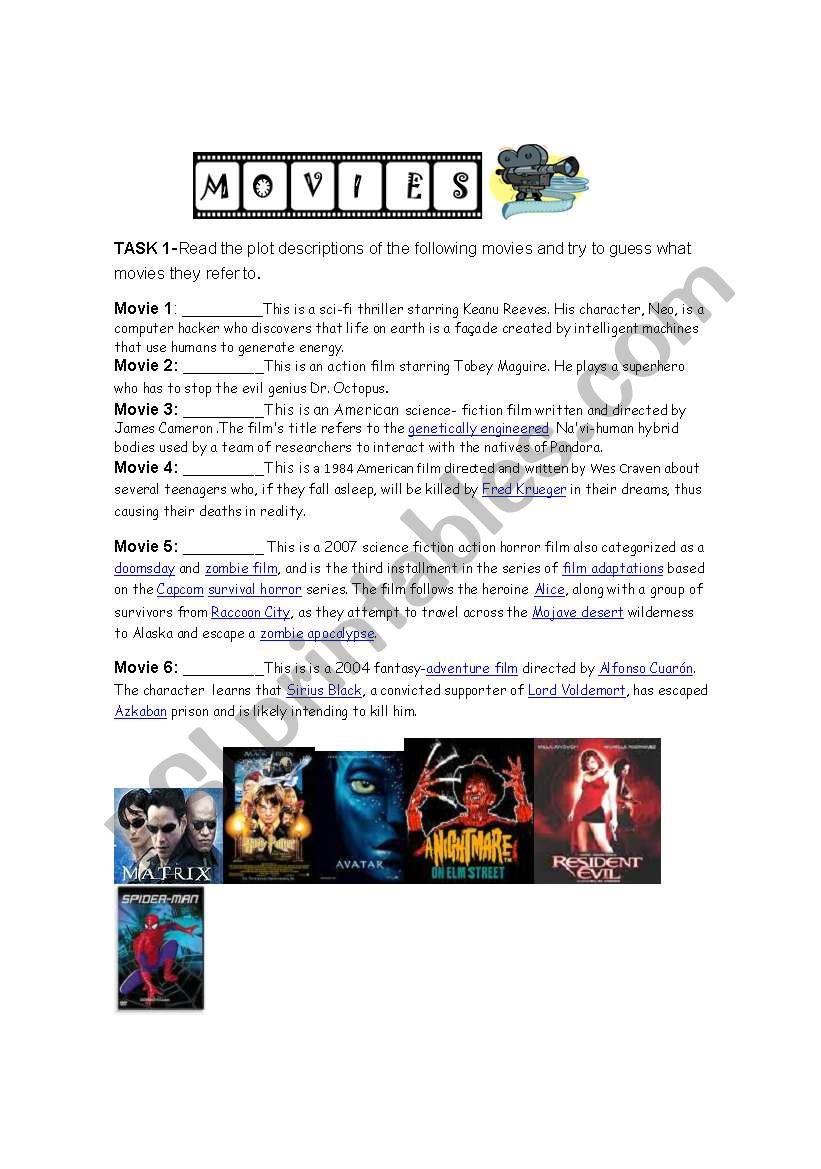 Reading movies extracts worksheet