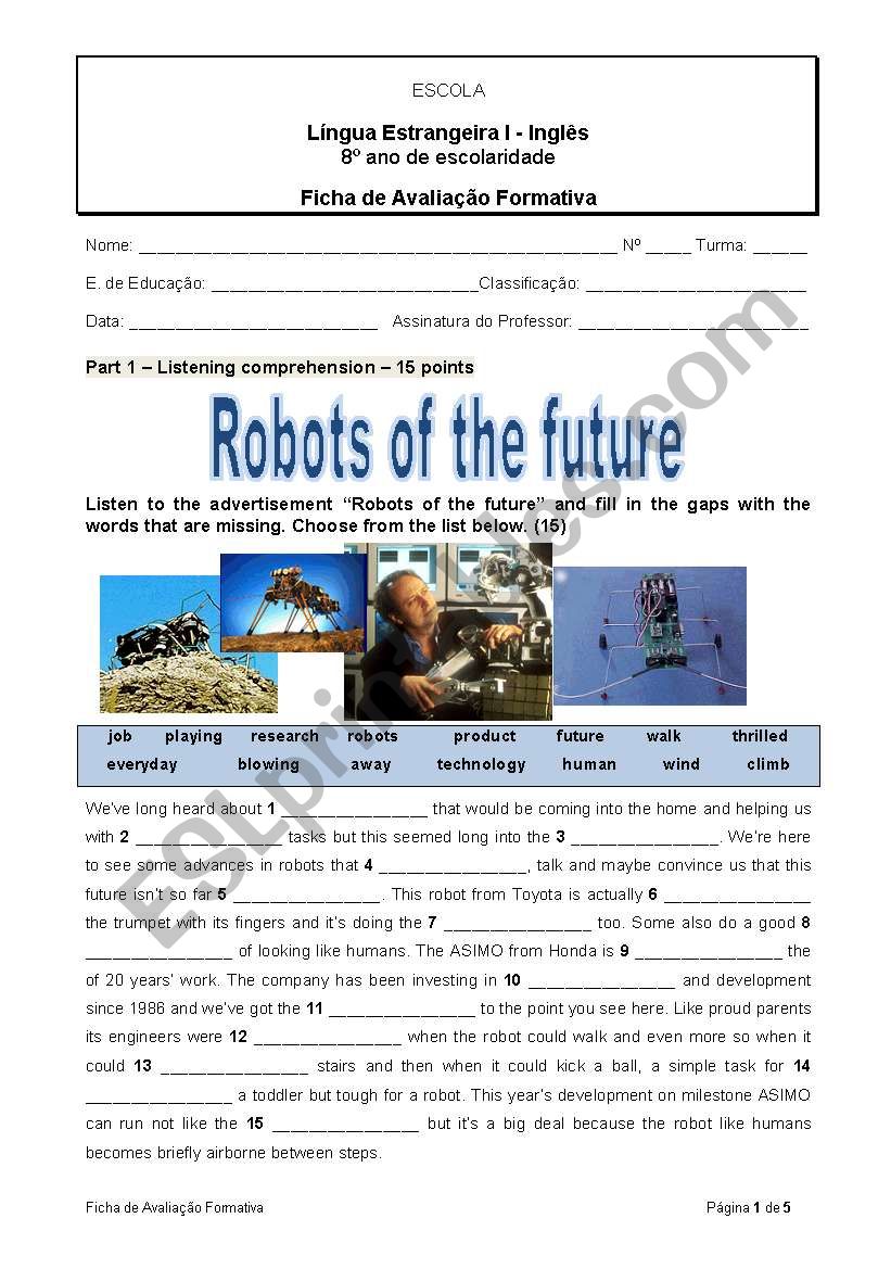 Robots worksheet