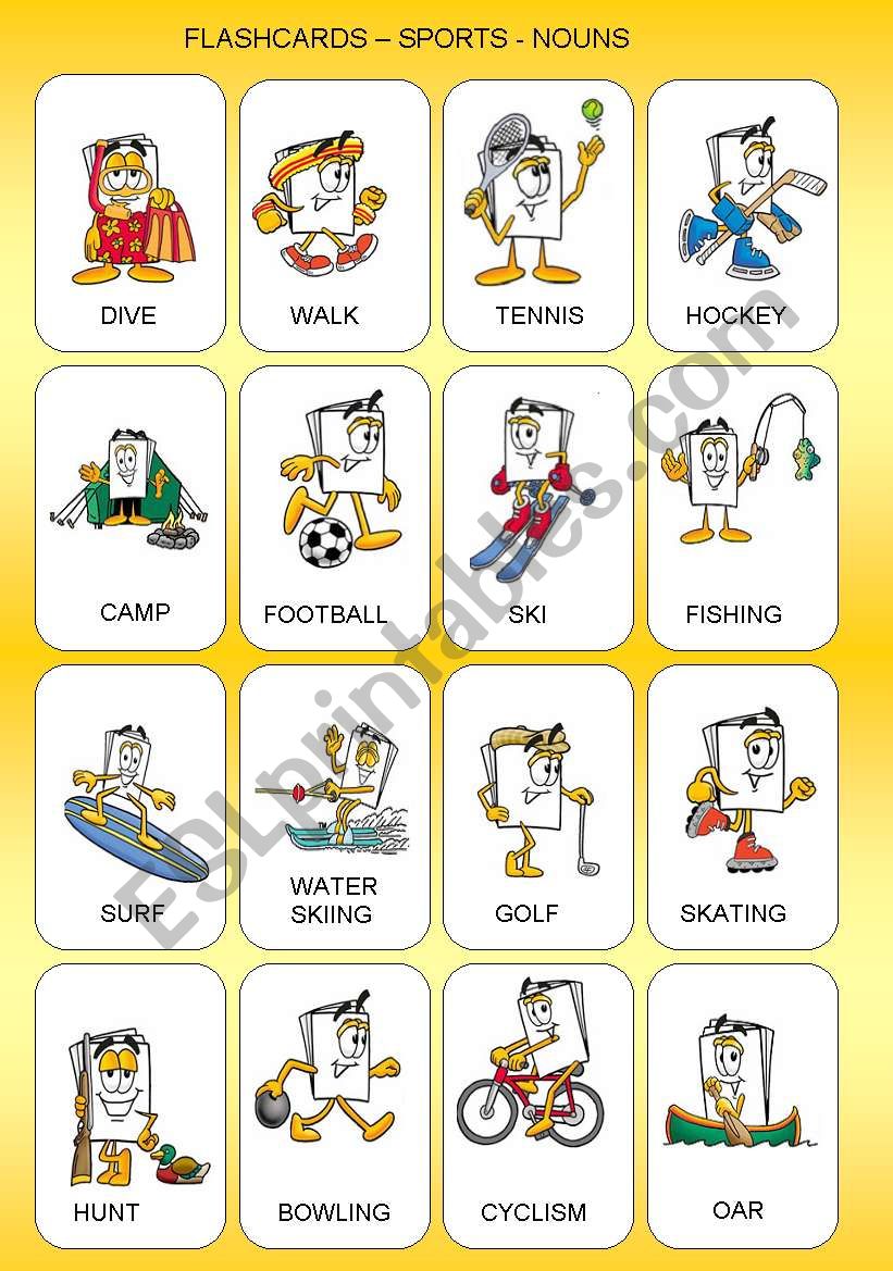 FLASHCARDS - SPORTS - NOUNS worksheet