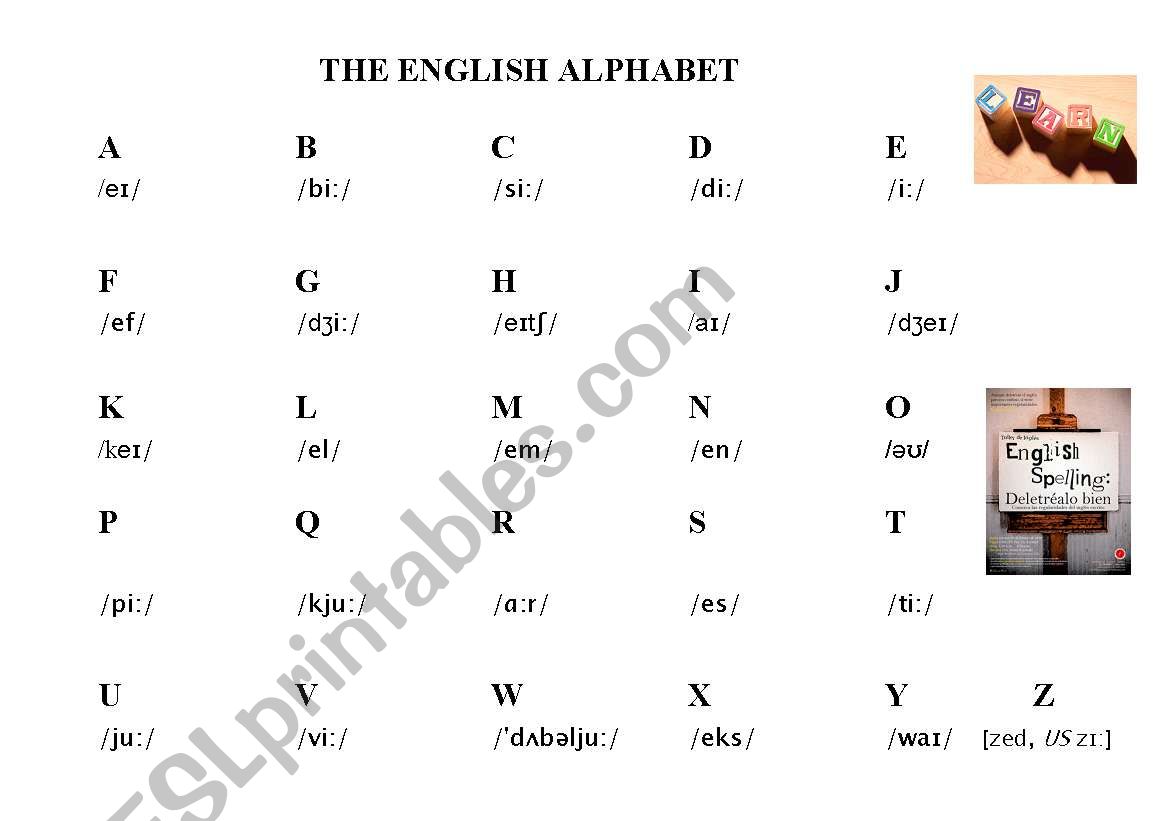 Chart of the English alphabet worksheet
