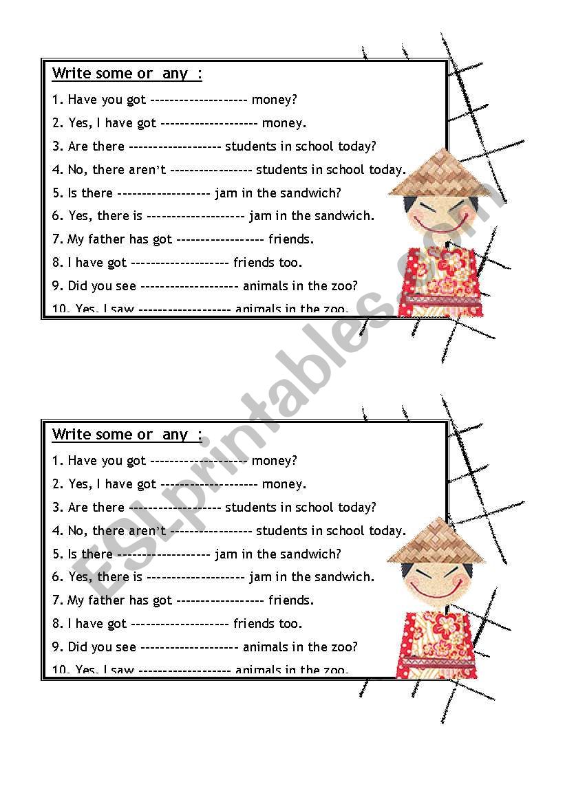 some and any worksheet