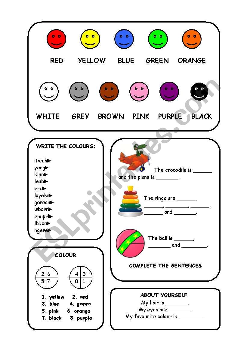 colours worksheet