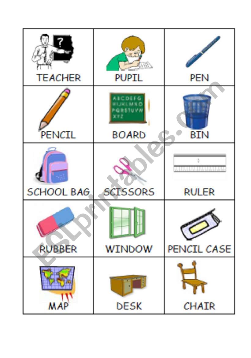Memorygame : classroom objects