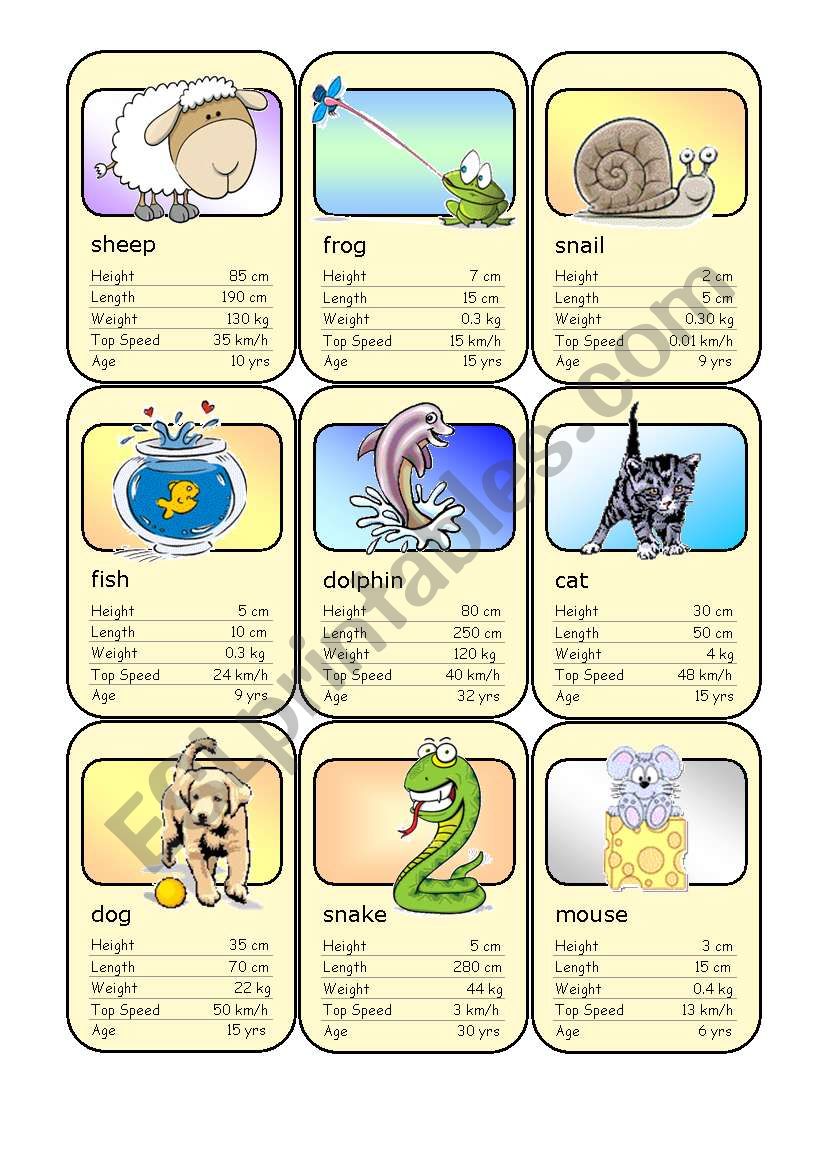 Animal Card Game (5) worksheet