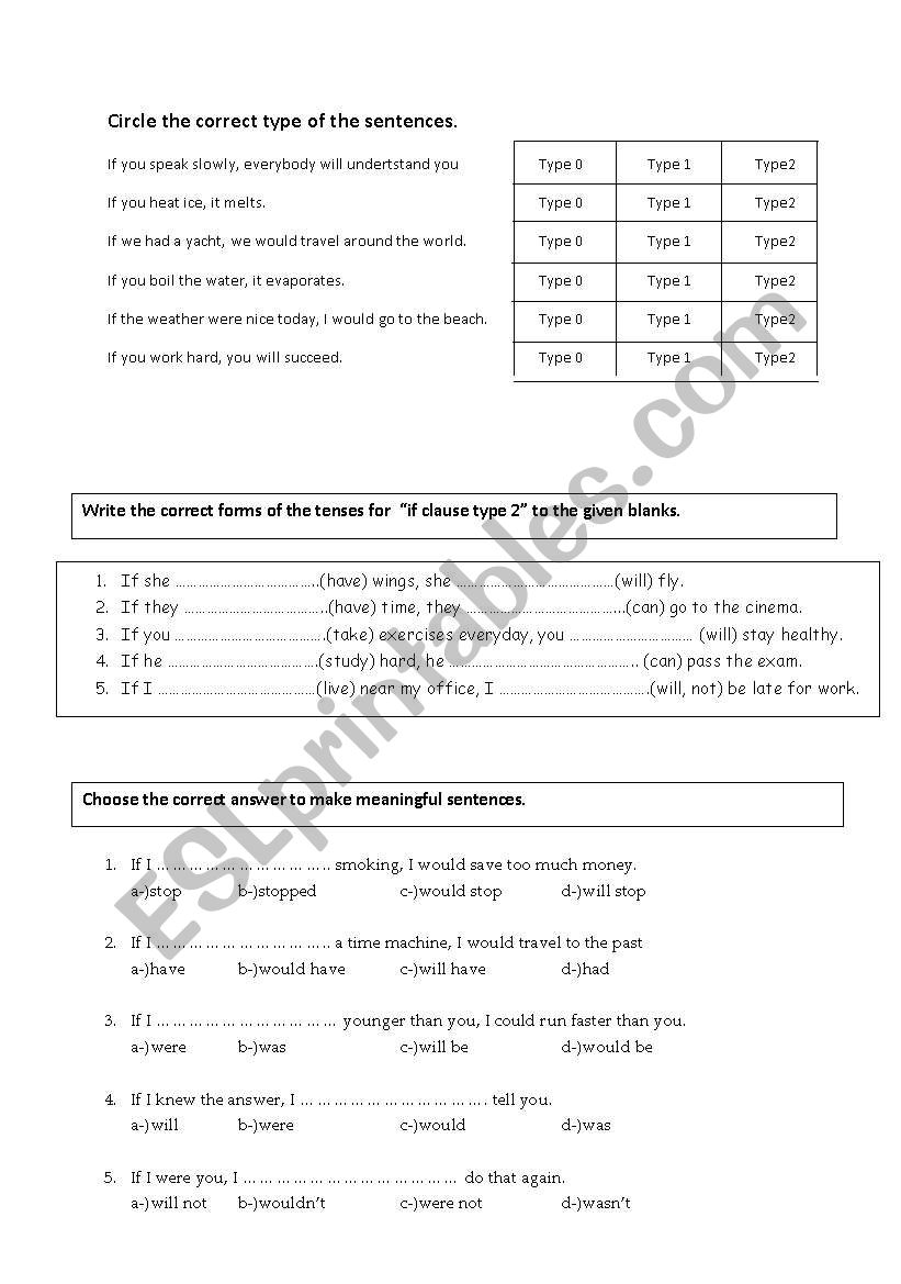 if clause 1-2-3 mixed worksheet