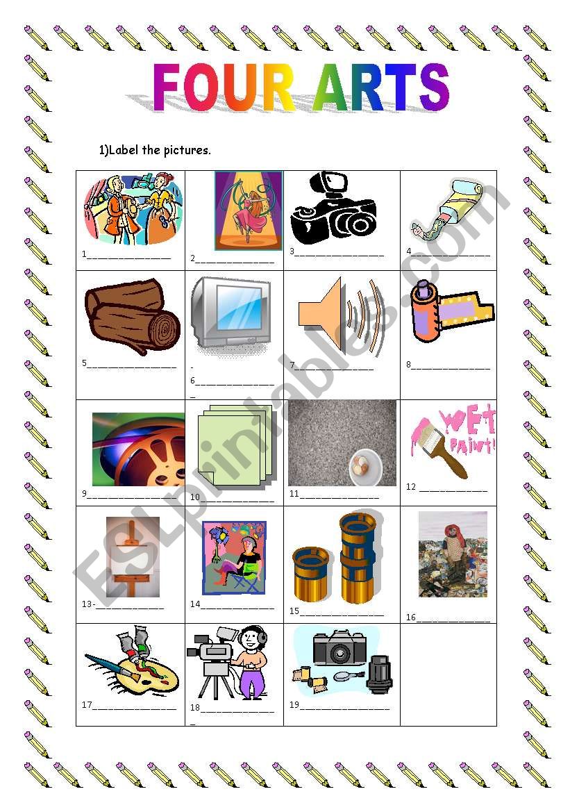 Four arts worksheet