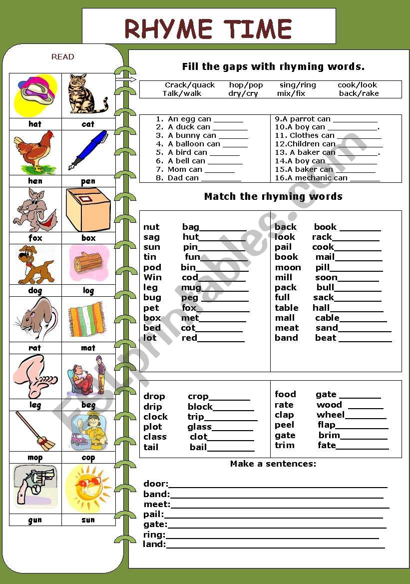 RHYME TIME 2 of 2 worksheet