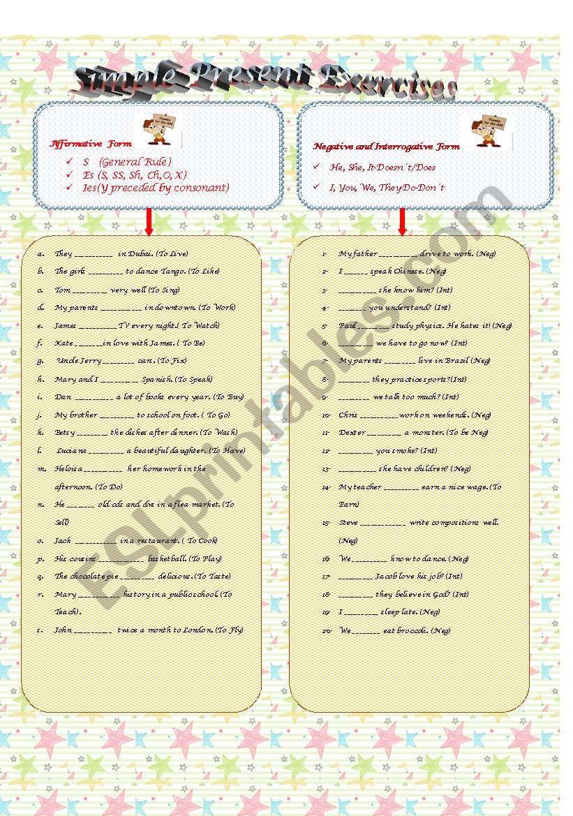 Simple Present Exercises worksheet