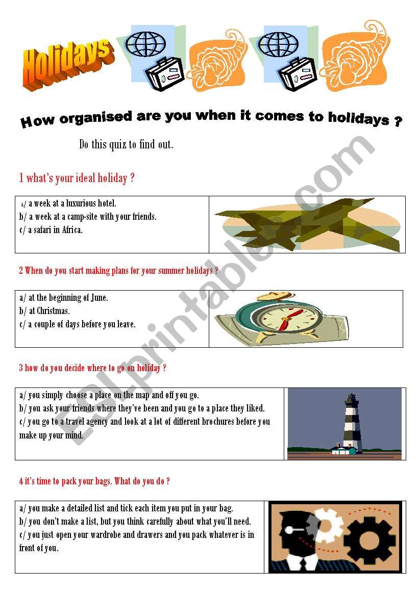 me and my holidays! worksheet