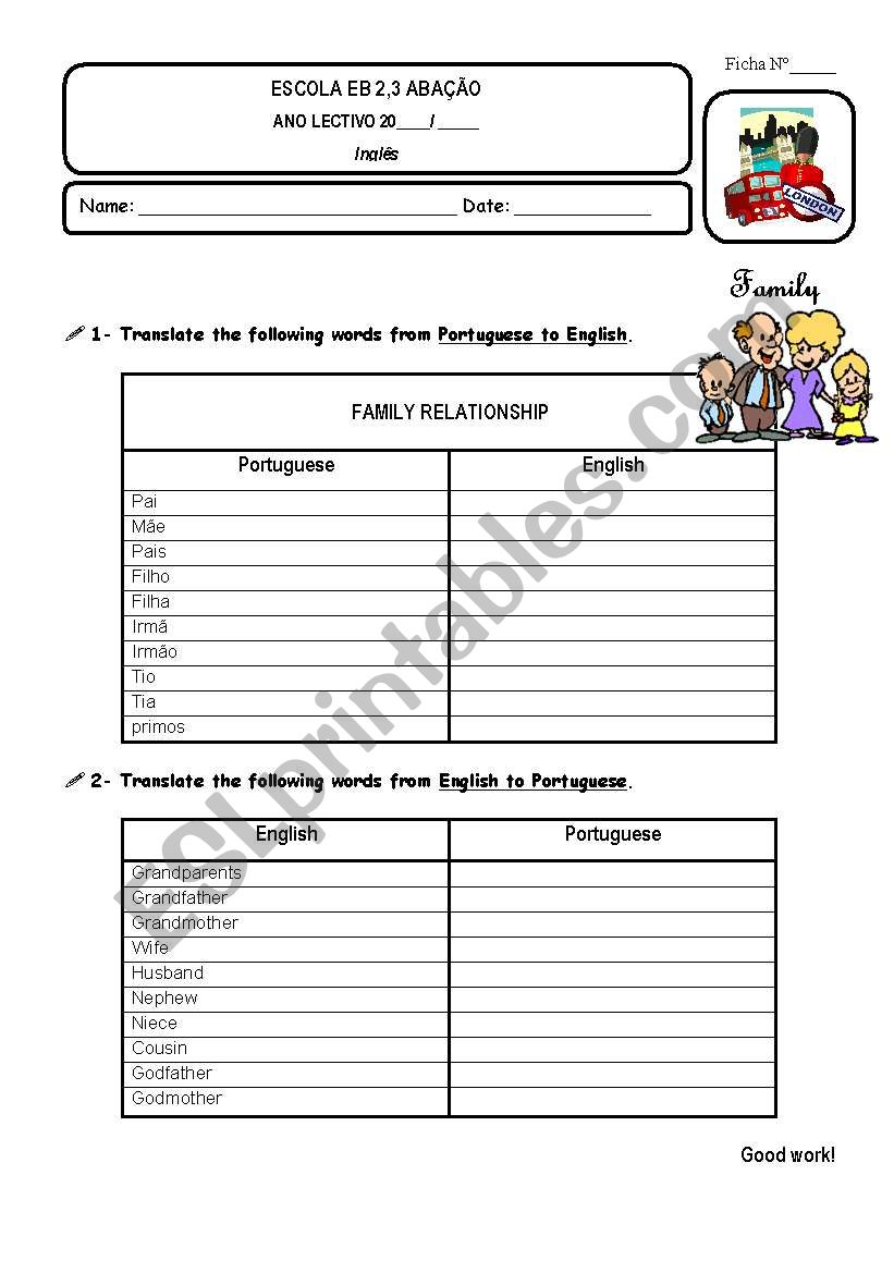 Family worksheet