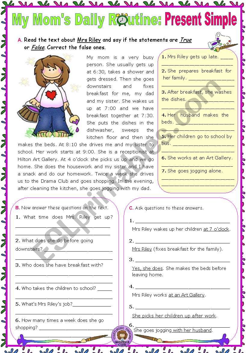 My Mother Daily Routine In Simple Present Tense My Mother Daily Routine In Simple Present Tense