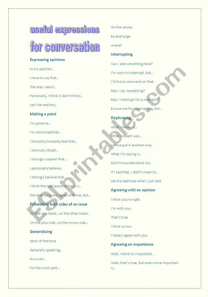 useful expressions for conversation