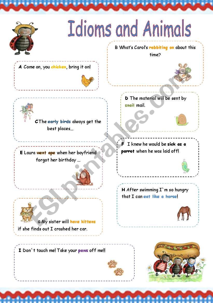 Idioms and Animals worksheet