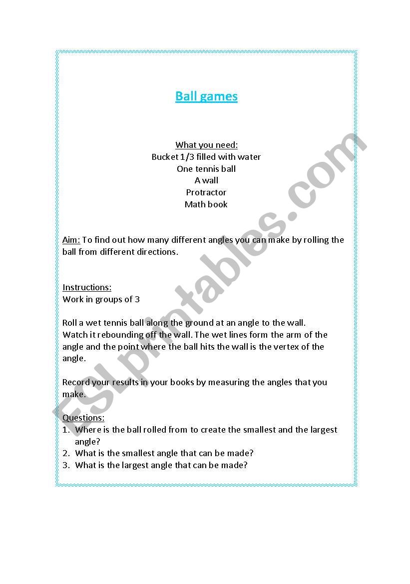 Ball Games Activity worksheet