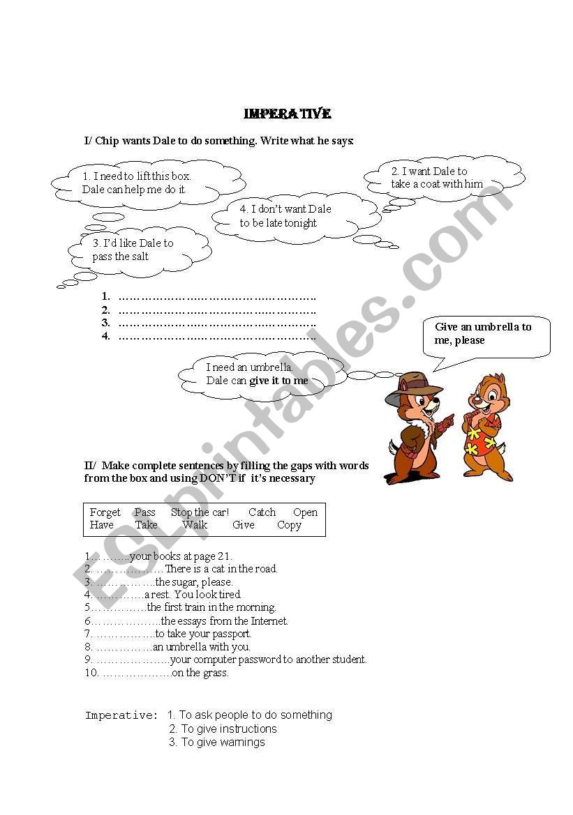 Imperarive worksheet