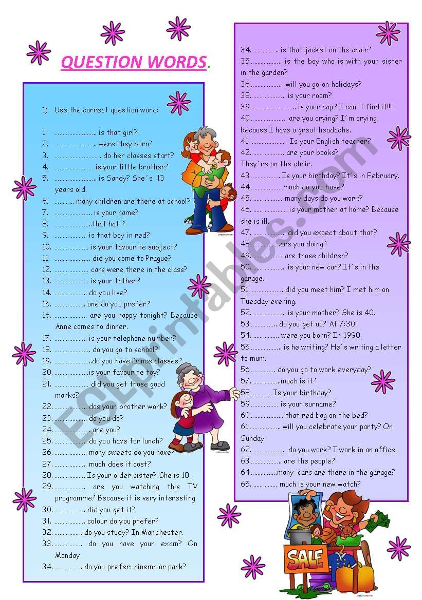 QUESTION WORDS worksheet