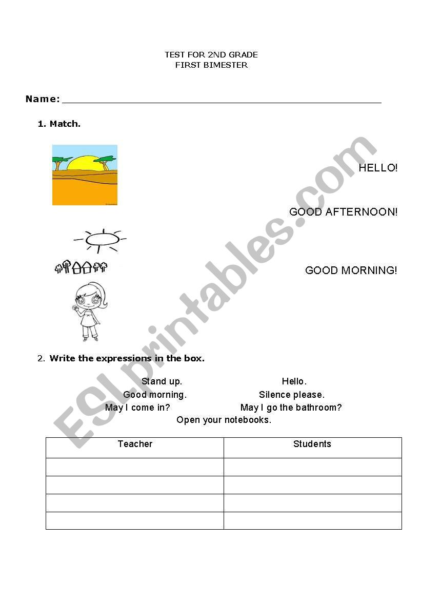 TEST FOR BEGINNERS worksheet