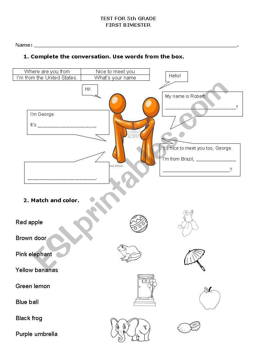 Test for beginners worksheet