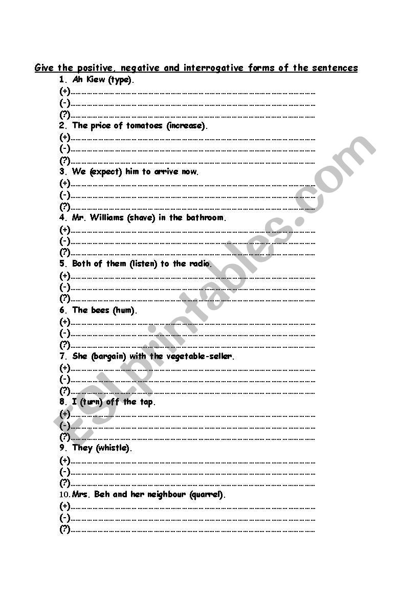 Present Simple - Part 1 worksheet