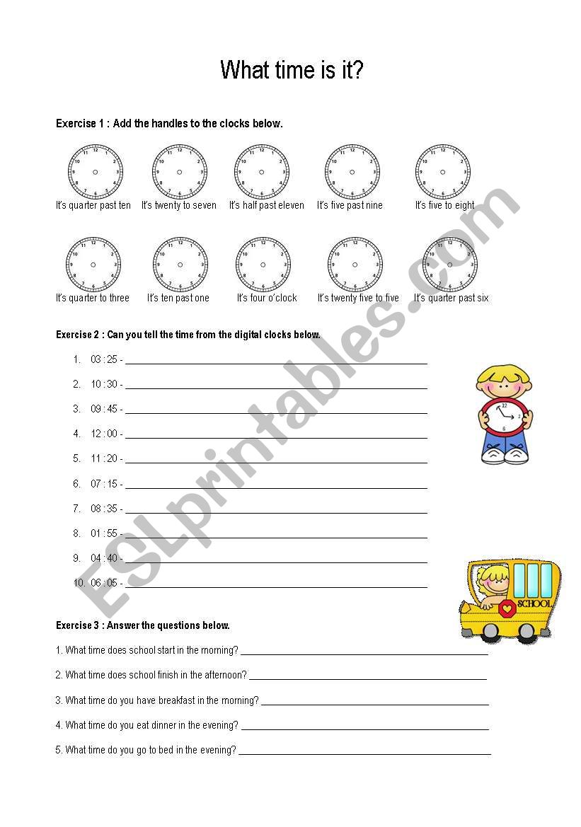 What time is it? worksheet