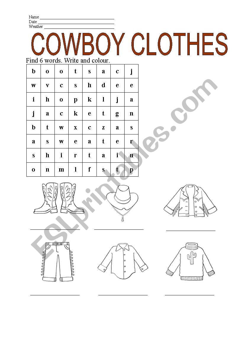 CLOTHES worksheet