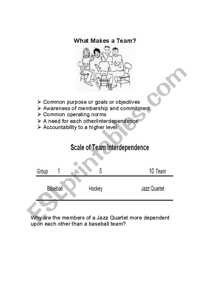 what makes a team worksheet