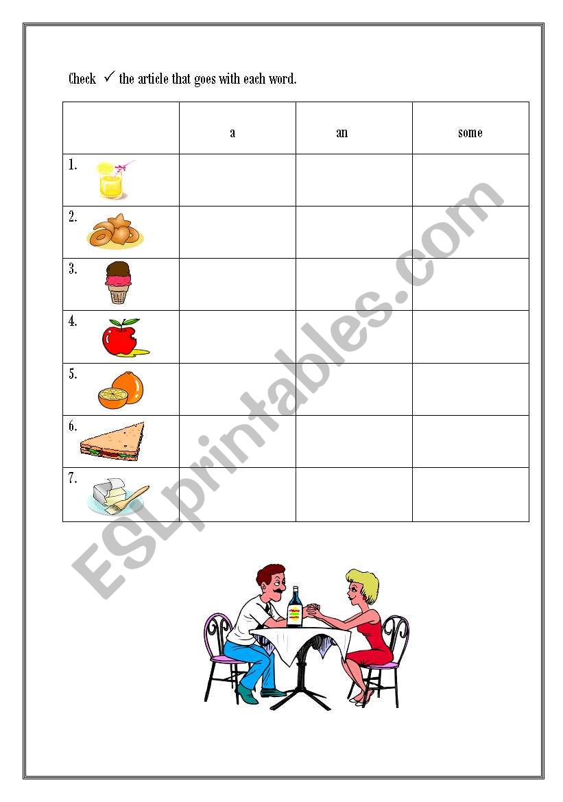 food worksheet