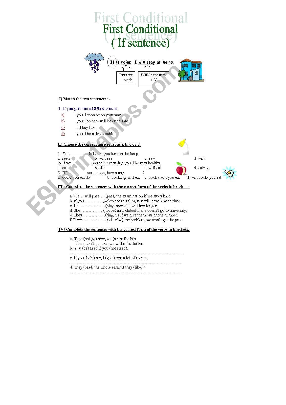 First conditional worksheet