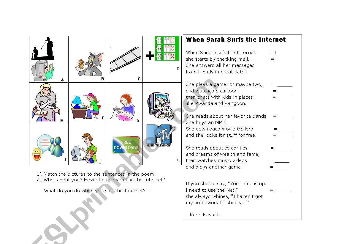 Poem about the Internet worksheet