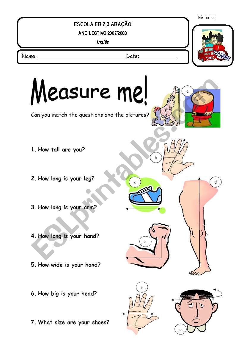 Measure me worksheet