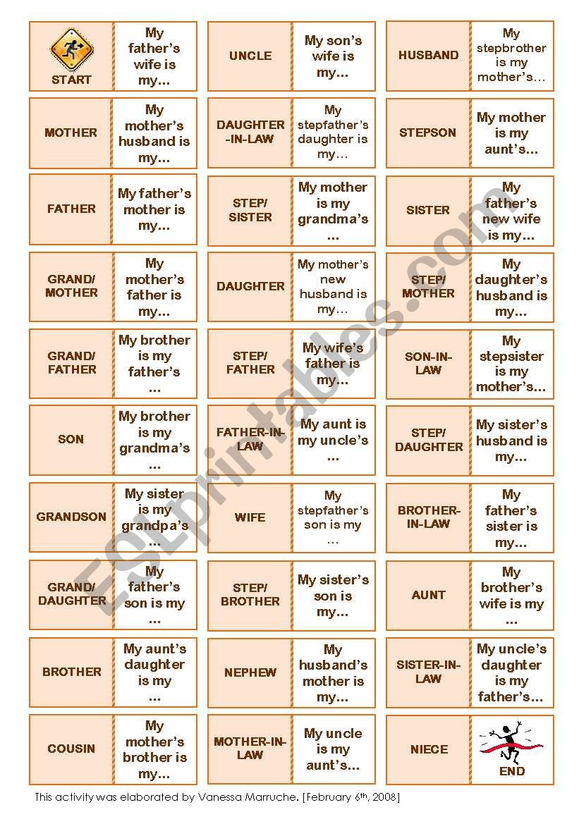 Family Network Dominoes worksheet