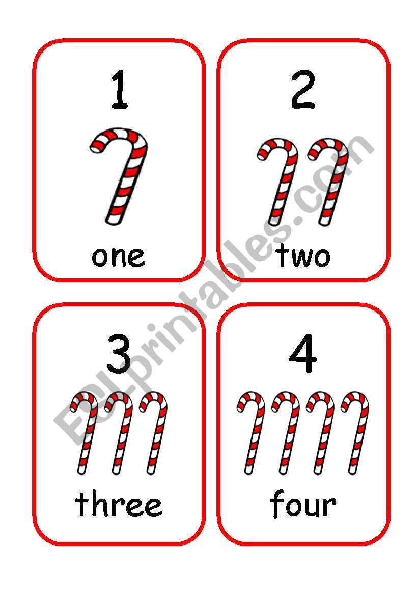 Numbers 1-12 flash cards worksheet