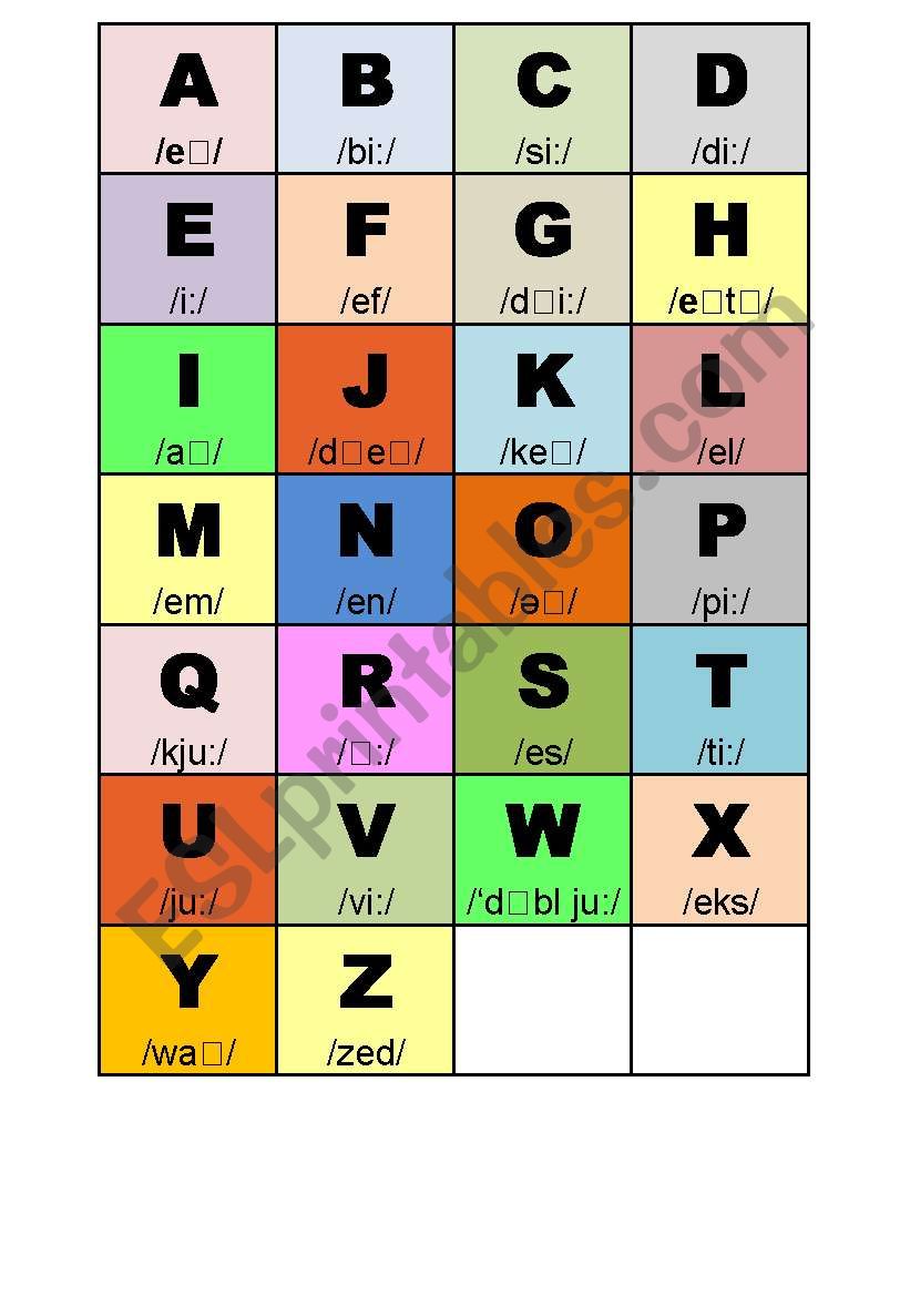 English Alphabet - ESL worksheet by CariKa