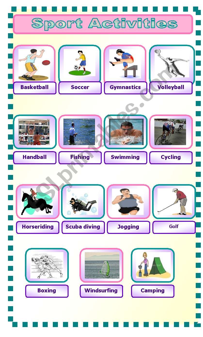 sport activities worksheet