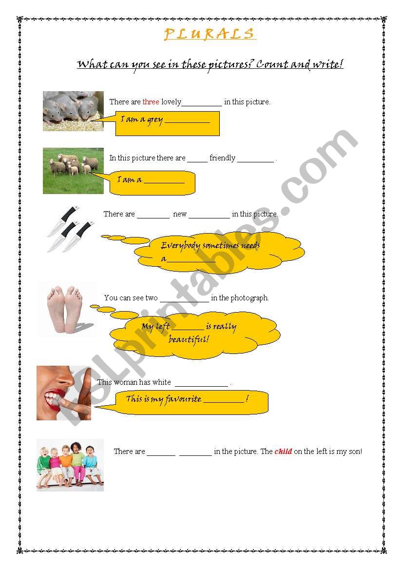 Plurals worksheet