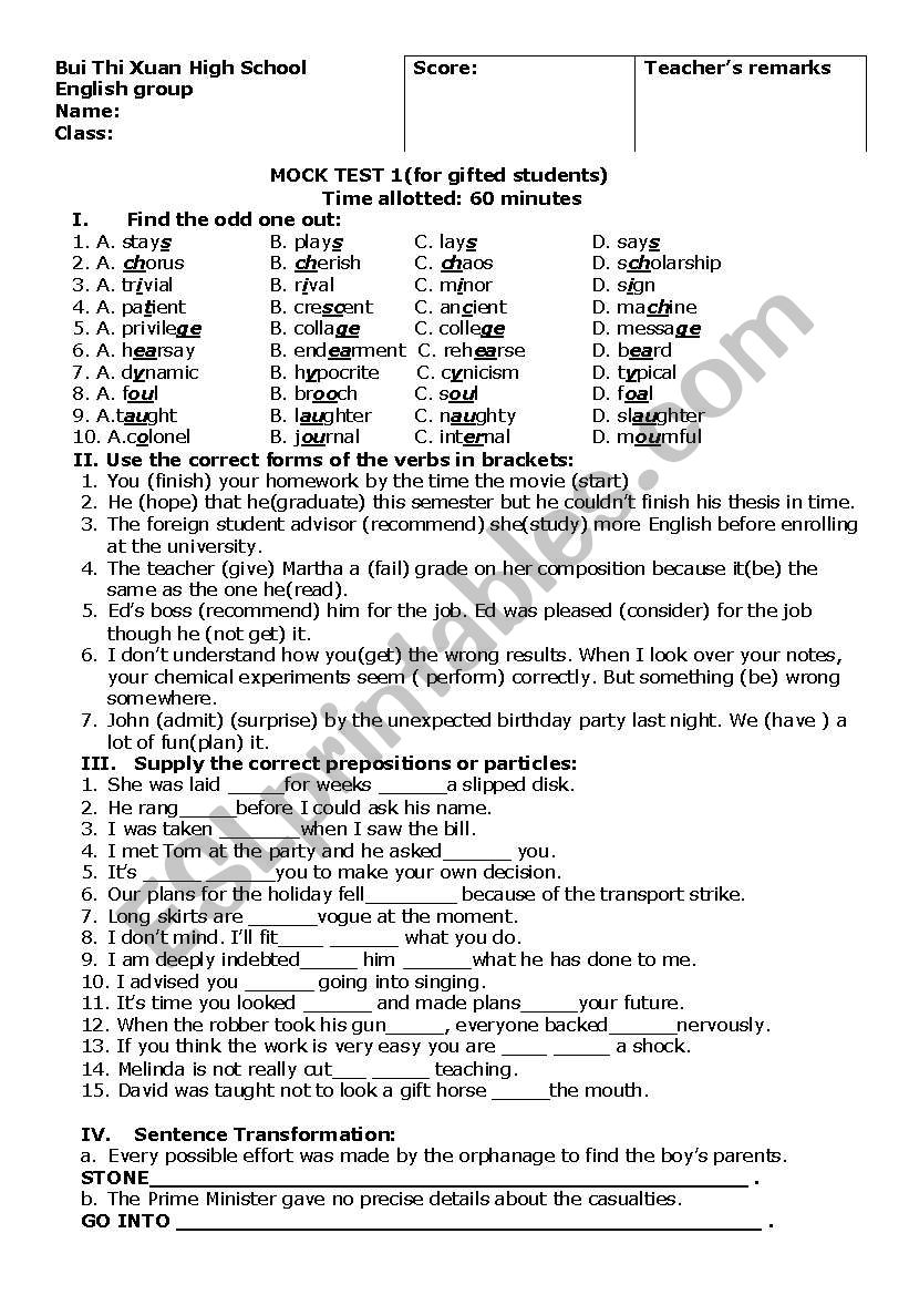  A great test for Advanced learners