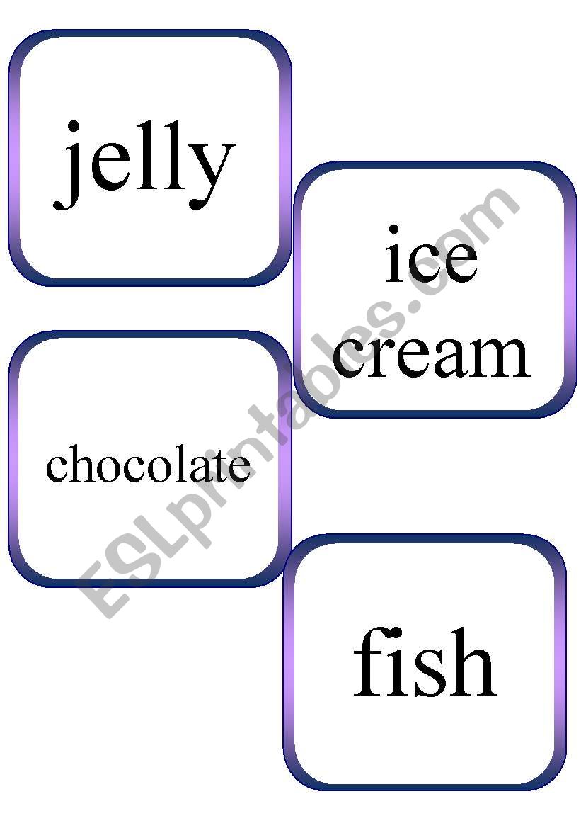 flashcards food worksheet