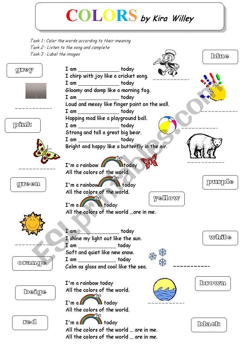 Colours Song worksheet