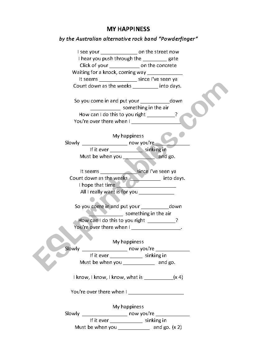 My happiness worksheet