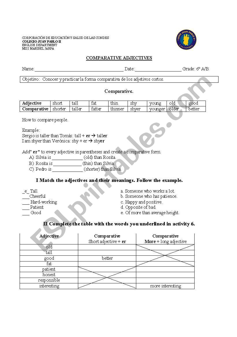Comparatives and Superlatives.
