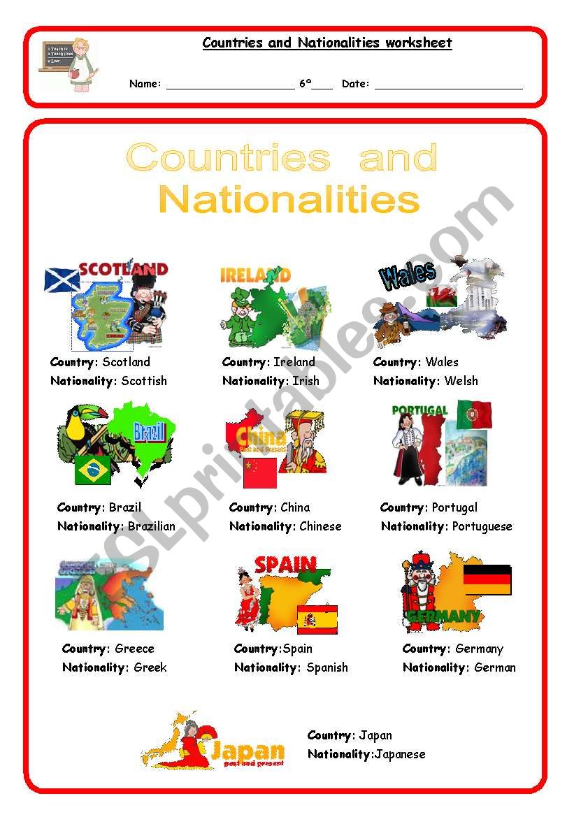 Countries and Nationalities 1 worksheet
