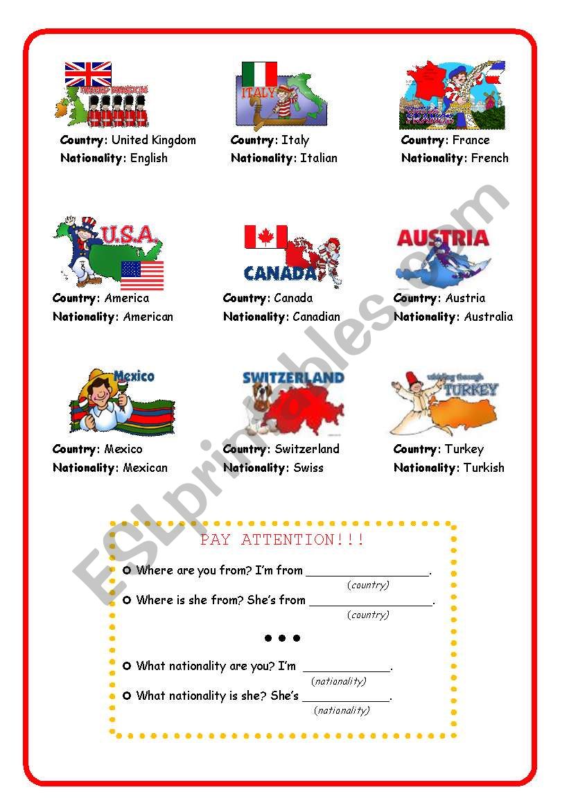 Countries and Nationalities 2 worksheet