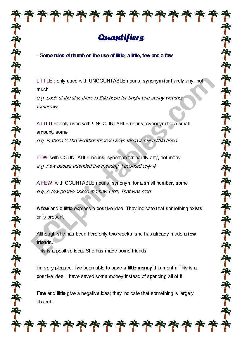 Quantifiers worksheet