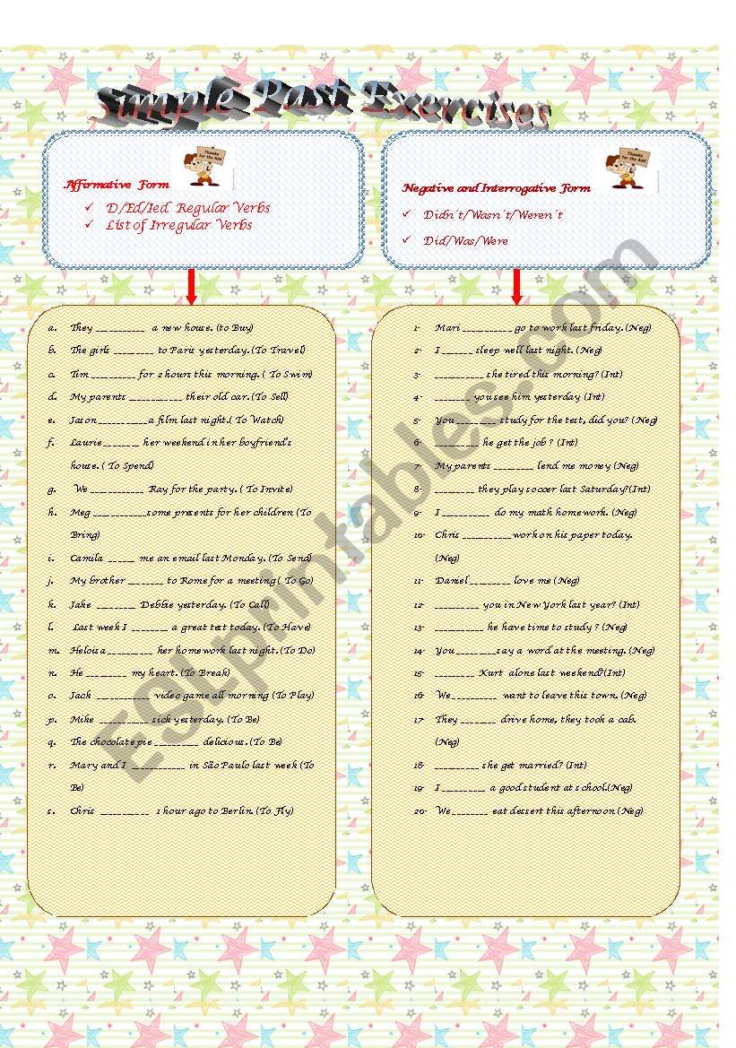 Past Tense Exercises worksheet