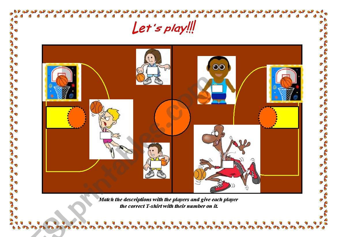 Lets play basketball worksheet