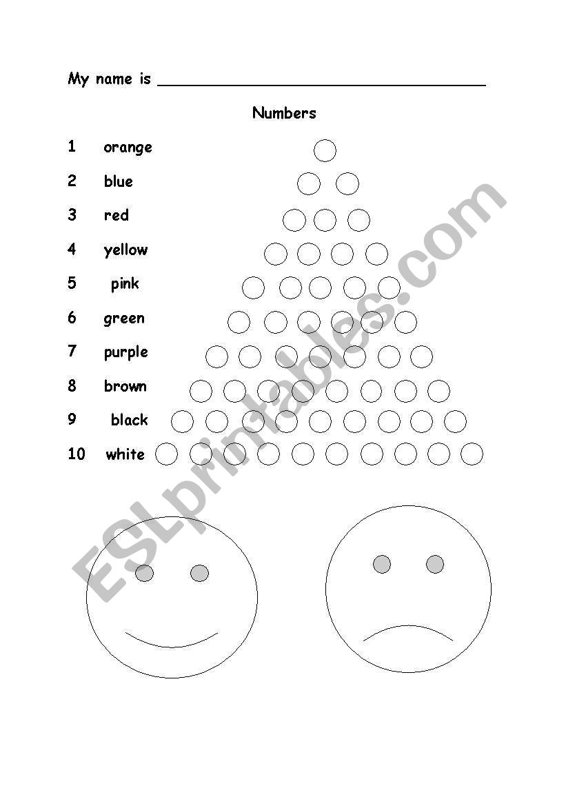 Numbers and Colors worksheet