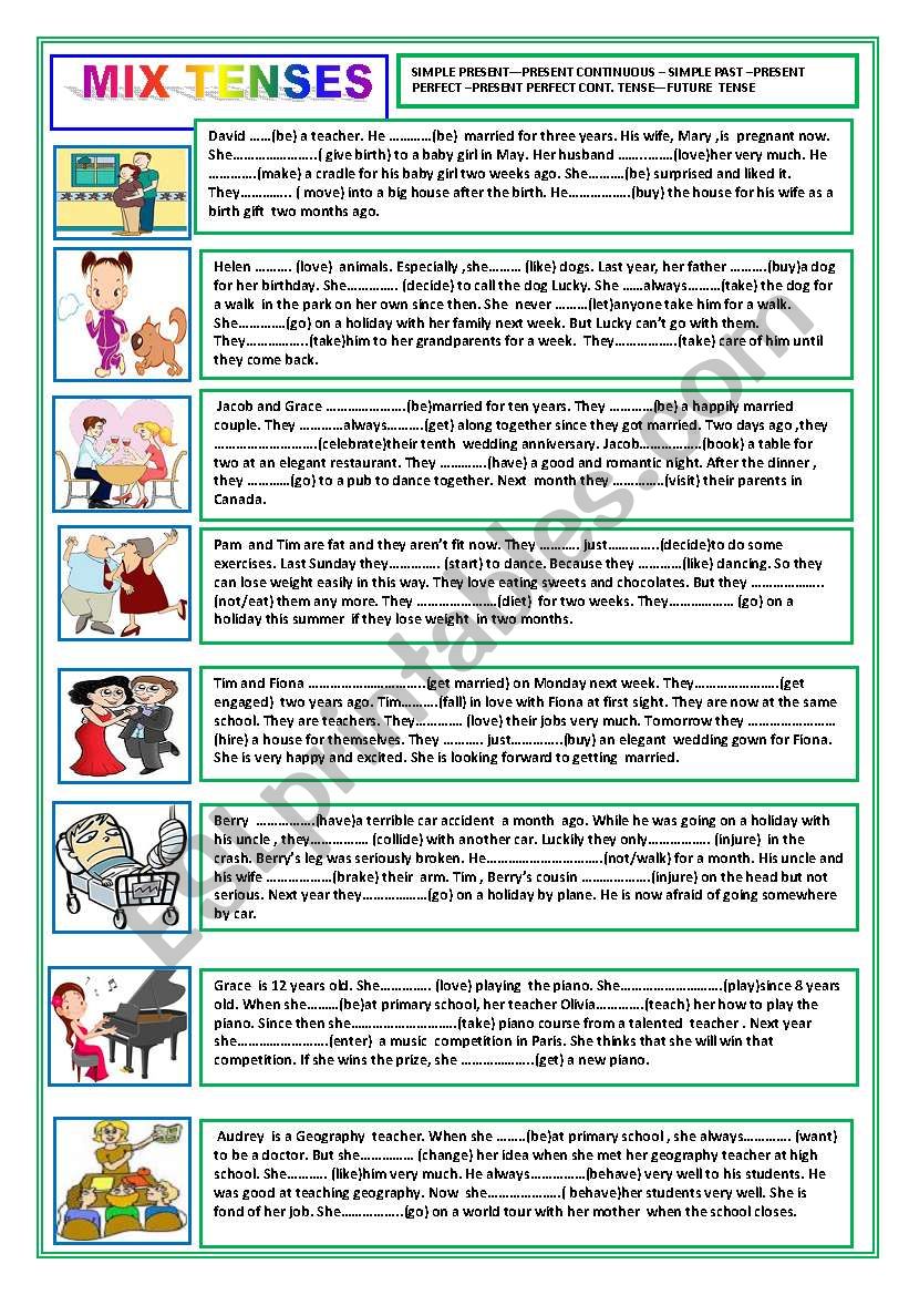 Mix Present Pas Tense Worksheet