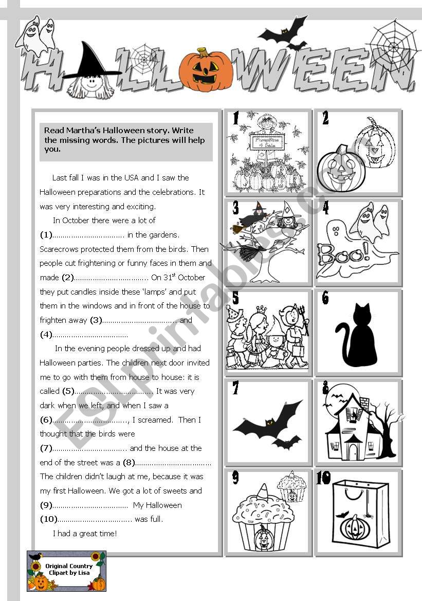 Halloween story worksheet